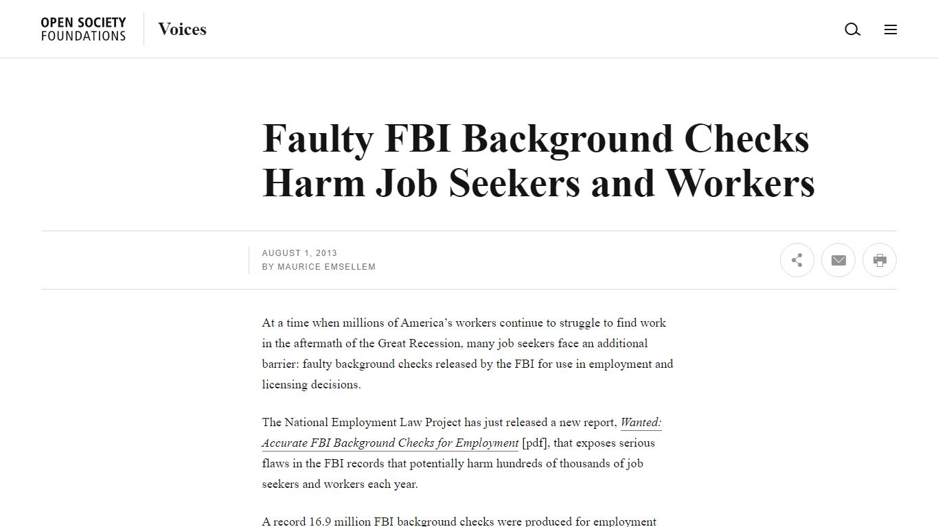 Faulty FBI Background Checks Harm Job Seekers and Workers